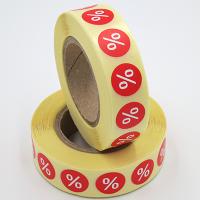 Наклейка скидка " % " круглая D 15 мм бумага (1000 шт в рулоне)