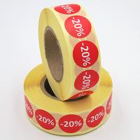 Наклейка скидка "-20%" круглая D 20 мм бумага (1000 шт в рулоне)