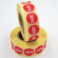 Наклейка скидка "-30%" круглая D 20 мм бумага (1000 шт в рулоне)
