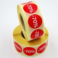 Наклейка скидка "-70%" круглая D 29 мм бумага (1000 шт в рулоне)