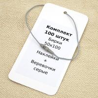 Комплект 100 штук "Бирки 50х100 + Наклейки + Биркодержатели серые DL29"