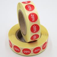 Наклейка скидка "-20%" круглая D 15 мм бумага (1000 шт в рулоне)