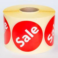 Наклейка "Sale" круглая D 70 мм бумага (1000 шт в рулоне)